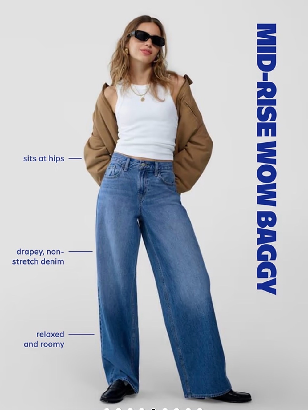 Old Navy Wow Baggy Wide Leg Jeans Mid-Rise Blue Denim Size 2 new jeans